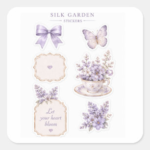 Juego de pegatinas florales púrpura Silk Garden