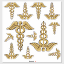 Juego de Pegatinas Golden Double Snake Caduceus