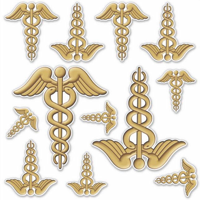 Juego de Pegatinas Golden Double Snake Caduceus (Anverso)