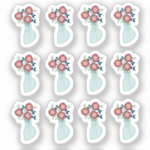 Juego de pegatinas planificador de verde para flor