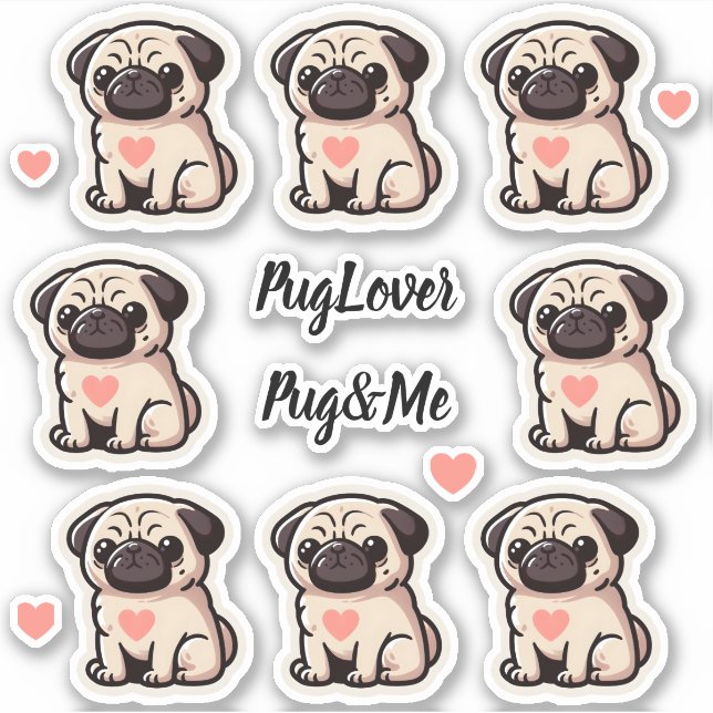 Juego de Pegatinas Pug&Me (Anverso)