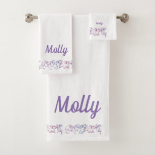 Juego de Personalizados para toallas rosadas púrp