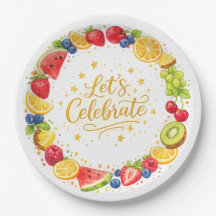 Juego de platos de papel para fiesta de frutas col