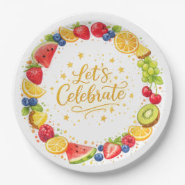 Juego de platos de papel para fiesta de frutas col