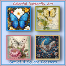 JUEGO DE POSAVASOS (4) - Arte de Mariposas Colorid
