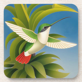 Juego de posavasos Art Déco de colibrí