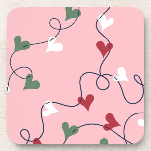 Juego de posavasos con guirnalda de corazones past