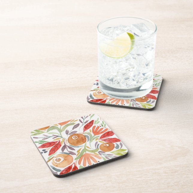 Juego de posavasos de acuarela floral de otoño de  (Lado Derecho)