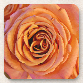 Juego de posavasos de arte de rosa naranja perfect