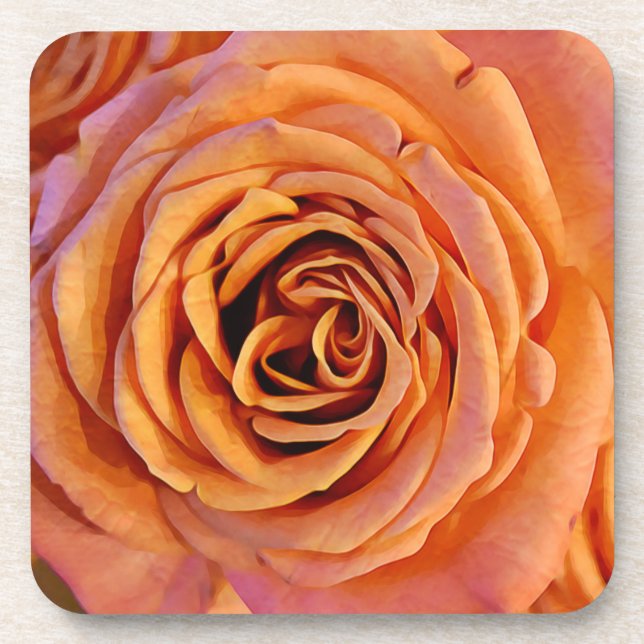 Juego de posavasos de arte de rosa naranja perfect (Frente)