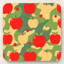 Juego de posavasos de camuflaje rojo verde manzana
