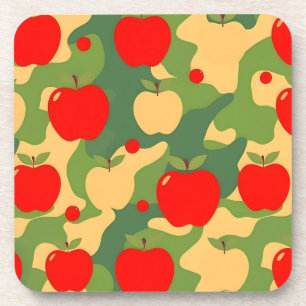 Juego de posavasos de camuflaje rojo verde manzana