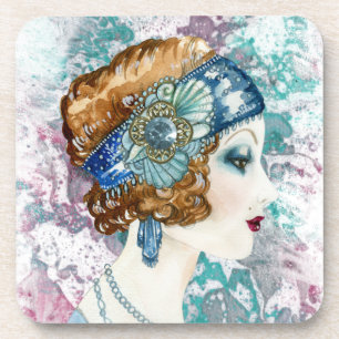 Juego de Posavasos de Chica Flapper de los años 20