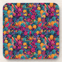 Juego de Posavasos de Flor de Fruta Tropical de Ne