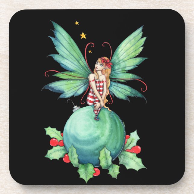 Juego de posavasos de la pequeña hada de Navidad (Frente)