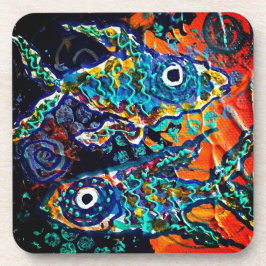 Juego de posavasos de peces coloridos boho
