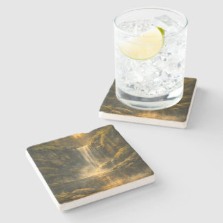 Juego de Posavasos de Piedra Caliza Pintura Cascad