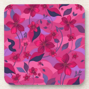 Juego de Posavasos de Plástico con Flores Metálica