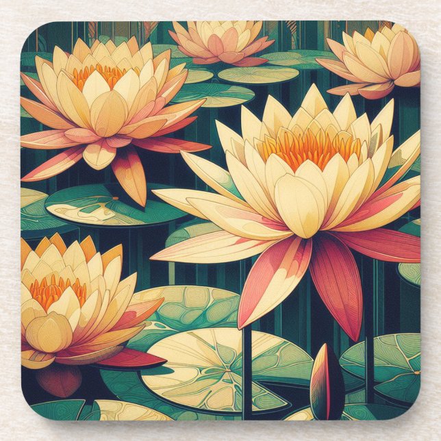 Juego de posavasos de plástico duro Art Deco Golde (Frente)