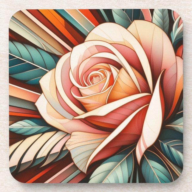 Juego de posavasos de plástico duro Art Deco Rose (Frente)