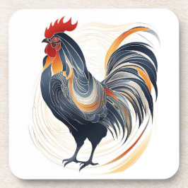 Juego de posavasos de plástico duro con gallo Art 