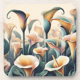 Juego de posavasos de plástico duro con lirios Art