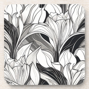 Juego de posavasos de plástico duro floral Art Dec