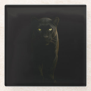 Juego de posavasos de vidrio negro 4 Luxe, Pantera