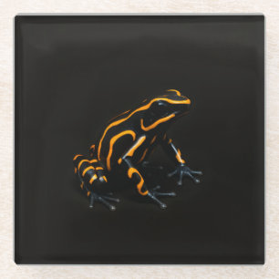 Juego de posavasos de vidrio negro 4 Luxe, Rana na