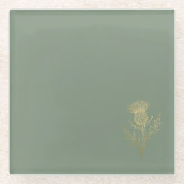 Juego de Posavasos de Vidrio Verde Salvia con Card