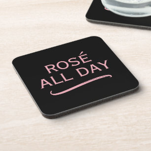 Juego de posavasos elegantes con cita 'Rosé todo e