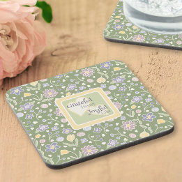 Juego de posavasos florales con corazón agradecido