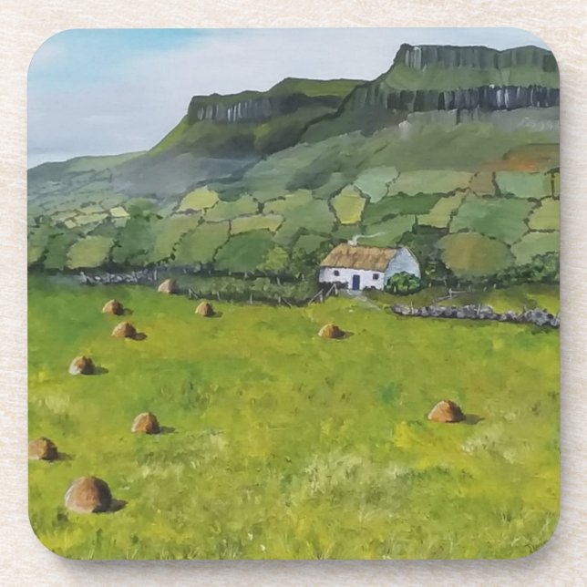 Juego de Posavasos Irlandeses Paisaje Cabaña de Ir (Frente)
