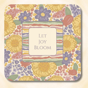 Juego de posavasos Let Joy Bloom – Texto editable