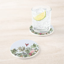 Juego de posavasos redondos de jungla tropical - C