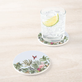 Juego de posavasos redondos de jungla tropical - C