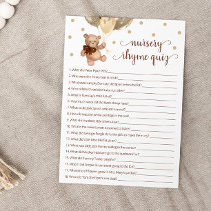 Juego de Prueba Rhyme de Nursery Tarjeta de Oso Te