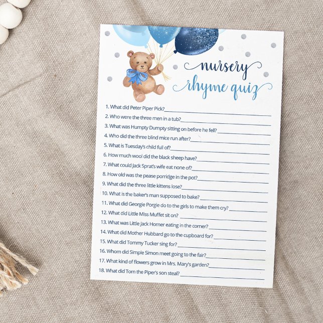 Juego de Prueba Rhyme de Nursery Tarjeta de Oso Te (Subido por el creador)