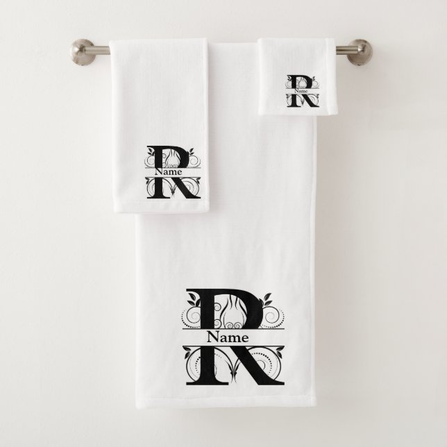 Juego de regalo de baño con inicial de monograma L (In situ)