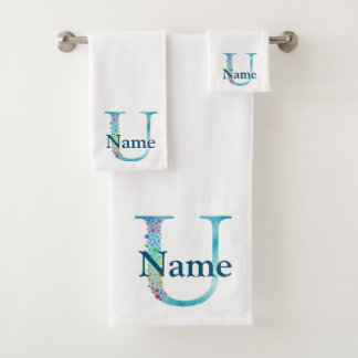 Juego de regalo de baño con monograma inicial de l