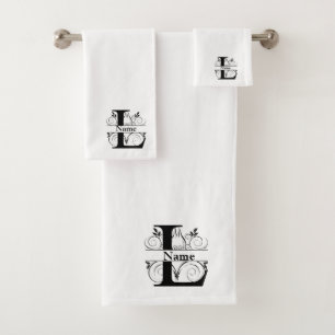 Juego de regalo de baño con monograma inicial L