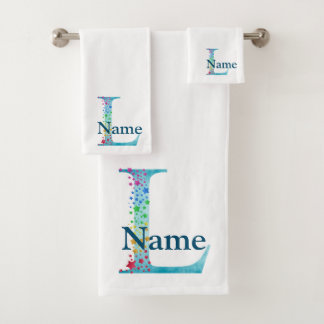 Juego de regalo de baño con monograma inicial letr