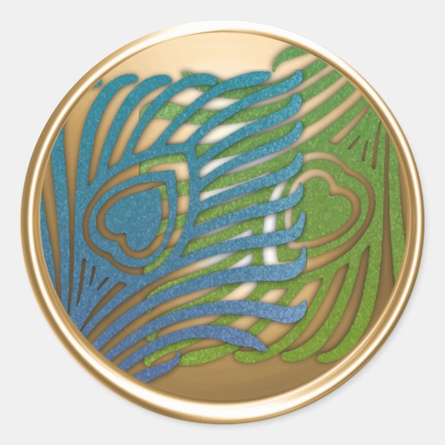 Juego de Sellos para sobres Peacock Gold Art Deco  (Anverso)