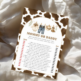 Juego de Shower de Bebé Vaquero Pequeño Mamá o Pap