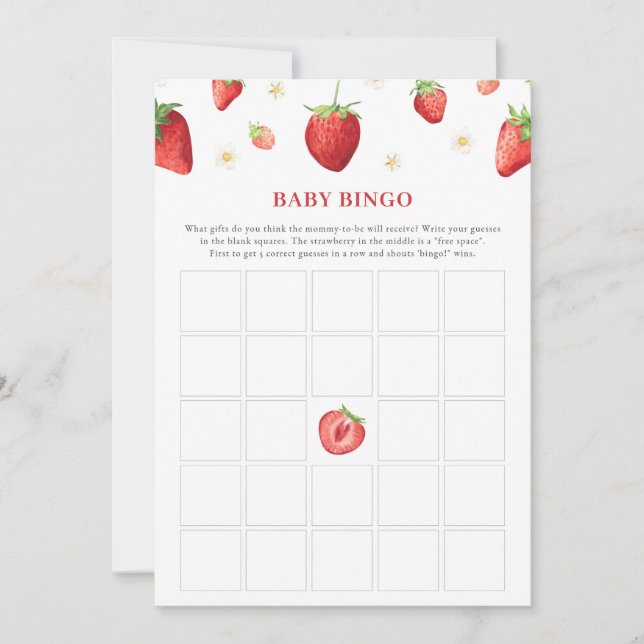 Juego de Strawberry Baby Shower Game Baby Bingo (Anverso)