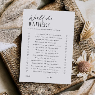 Juego de Tarjeta de Trivia de Ducha de Novia ¿Qué