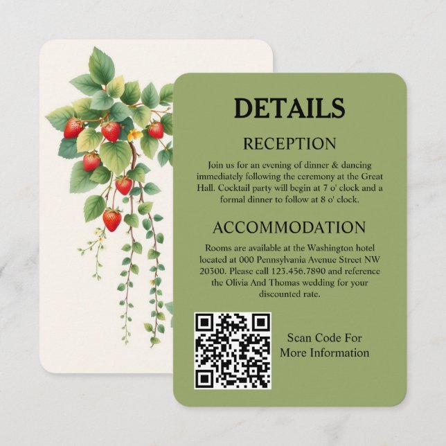 Juego de Tarjetas de Acompañamiento de Boda Verde  (Anverso / Reverso)