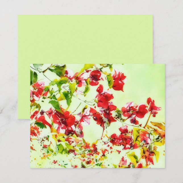 Juego de Tarjetas de Arte de Flores de Buganvilla  (Anverso / Reverso)
