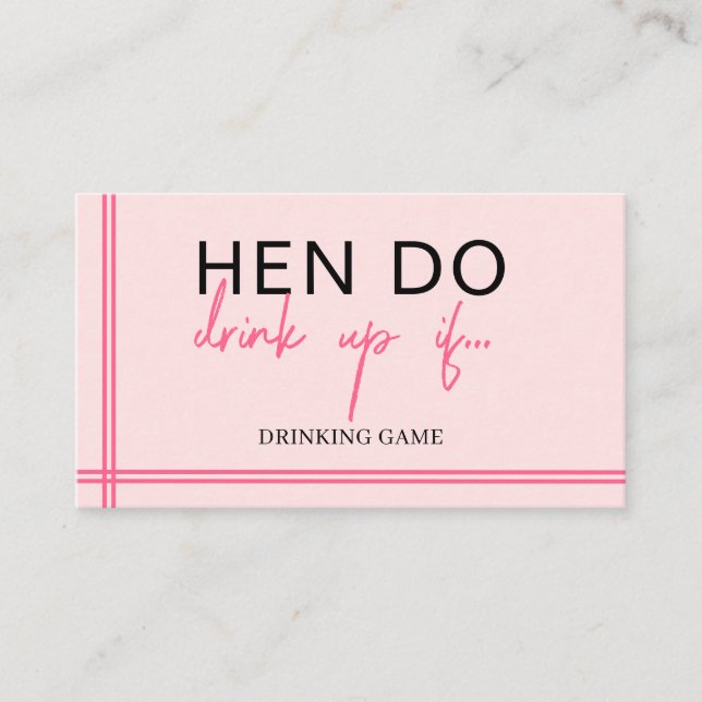 Juego de tarjetas de Fiesta Hen, juego de bebidas, (Anverso)