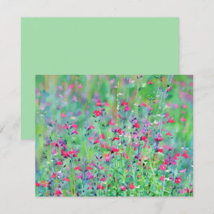 Juego de Tarjetas de Notas de Flor de Salvia de Fl